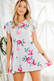 RUFFLED FLORAL GREY TOP