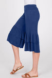GREY RUFFLE-TRIM CAPRI PANT