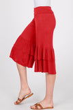 GREY RUFFLE-TRIM CAPRI PANT