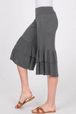 GREY RUFFLE-TRIM CAPRI PANT