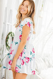 RUFFLED FLORAL GREY TOP