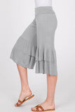 GREY RUFFLE-TRIM CAPRI PANT