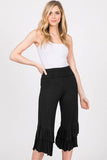 GREY RUFFLE-TRIM CAPRI PANT