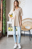 ET7057-10 HOODIE SOLID WAFFLE BABYDOLL TOP WITH BUTTON: LILAC / 2-2-2 (S-M-L)