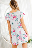 RUFFLED FLORAL GREY TOP