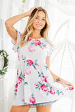 RUFFLED FLORAL GREY TOP