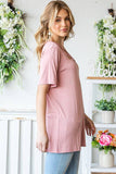Short Sleeve Crisscross Neckline Shirt