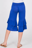 GREY RUFFLE-TRIM CAPRI PANT