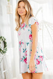 RUFFLED FLORAL GREY TOP