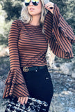 Brown Double Bell sleeve top