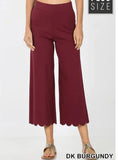 High rise scalloped hem cropped pants