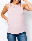 Sleeveless cut out hi lo top