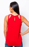 Sleeveless cut out hi lo top