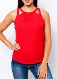 Sleeveless cutout hi lo top