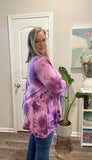 Purple tie dye sharkbite hem tunic