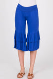 GREY RUFFLE-TRIM CAPRI PANT