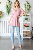 Short Sleeve Crisscross Neckline Shirt