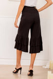 GREY RUFFLE-TRIM CAPRI PANT
