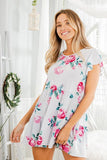 RUFFLED FLORAL GREY TOP