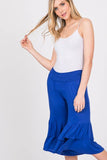 GREY RUFFLE-TRIM CAPRI PANT