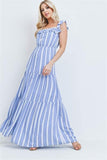 Denim and white button detail maxi dress