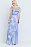 Denim and white button detail maxi dress