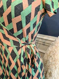 Geo print wrap dress