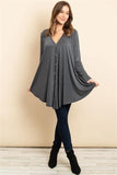 Button Up Long Sleeve Flowy Tunic