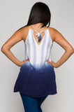 Blue white Ombre Tie dye Tank