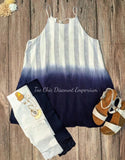Blue white Ombre Tie dye Tank