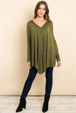 Button Up Long Sleeve Flowy Tunic