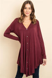 Button Up Long Sleeve Flowy Tunic