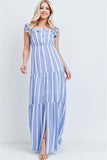 Denim and white button detail maxi dress