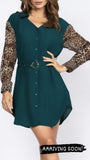 Hunter Green Leopard Sleeve Dress/Tunic